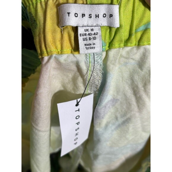 TOPSHOP Lemon Print Shorts Womens Med 8 10 Green Yellow Cotton Drawstring New 3" - Picture 10 of 11